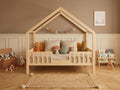 Lit double en bois en forme de maison avec barrières 120x200 – Lit Cocon