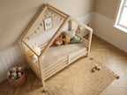 Lit cabane en bois en forme de maison avec tiroir 90x190 – Lit Étoilé