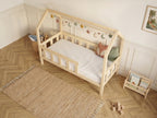 Lit cabane en bois en forme de maison avec tiroir 80x160 – Lit Câlin