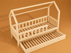 Lit cabane en bois en forme de maison avec tiroir 90x190 – Lit Câlin