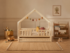 Lit cabane en bois en forme de maisonnette avec tiroir 80x160 cm – Lit Tendresse
